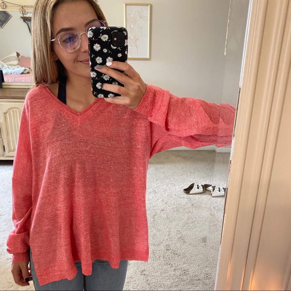 J CREW LARGE PINK VNECK SWEATER NWOT - Picture 4 of 8